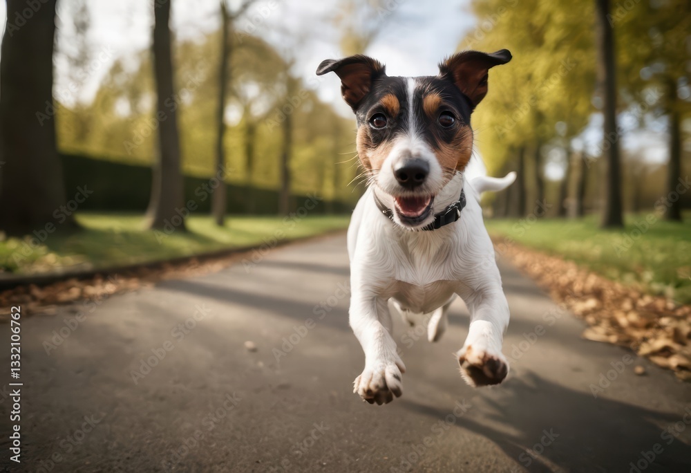 jack russell terrier dog running outdoors in urban park of a city jack russell terrier dog running outdoors in urban park of a city