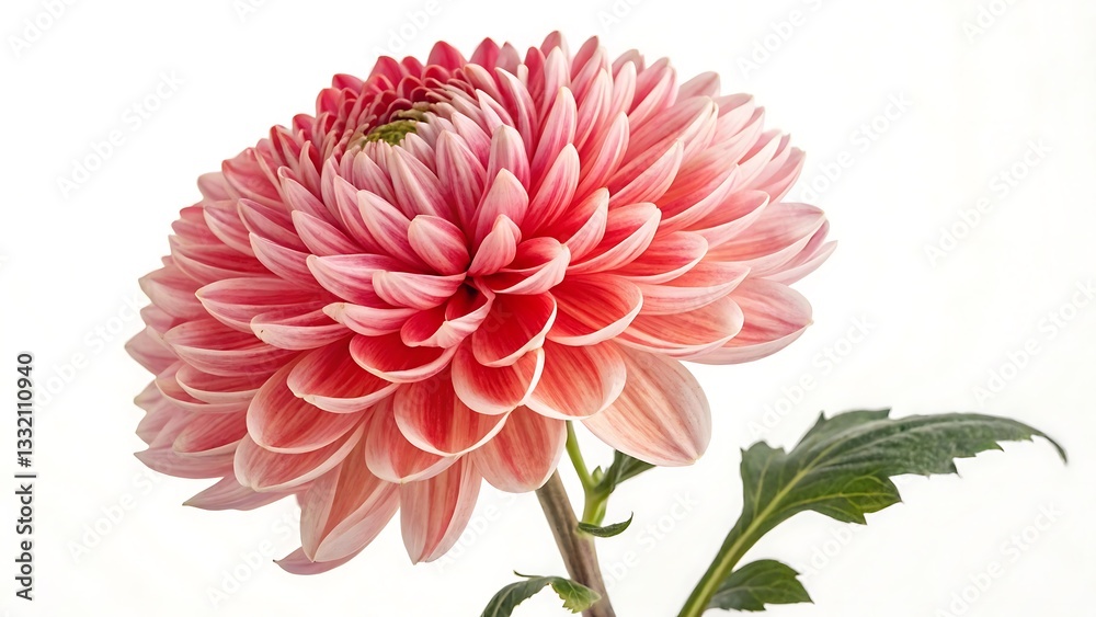 Vibrant Botanical Illustration of Dahlia Flower with Peach and Pink Petals in Watercolor Style Vibrant Botanical Illustration of Dahlia Flower with Peach and Pink Petals in Watercolor Style