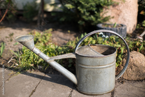Obraz na płótnie Old garden watering can, watering plants.
w salonie