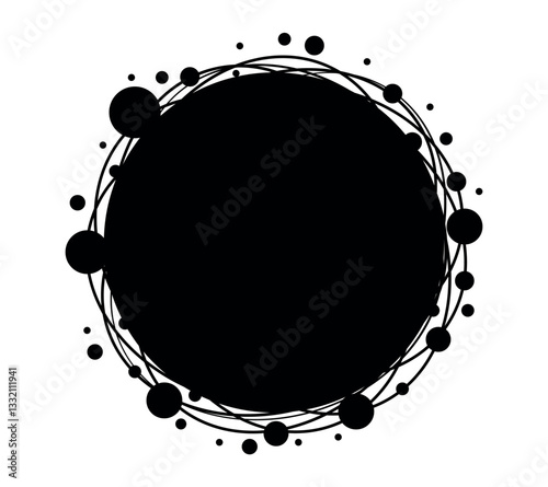 Abstract black circular ink splash with artistic effect