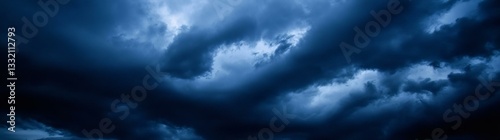 Heavy gray storm clouds. Gloomy sky background for design. Web banner.