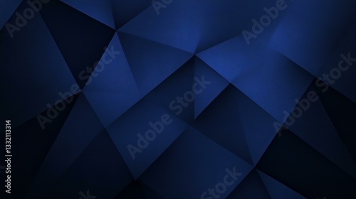 Black dark deep navy blue abstract pattern background. Geometric shape. Line triangle corner fold mosaic diamond polygon 3D. Gradient shadow. Grain rough noise. Design. Template. Minimal.