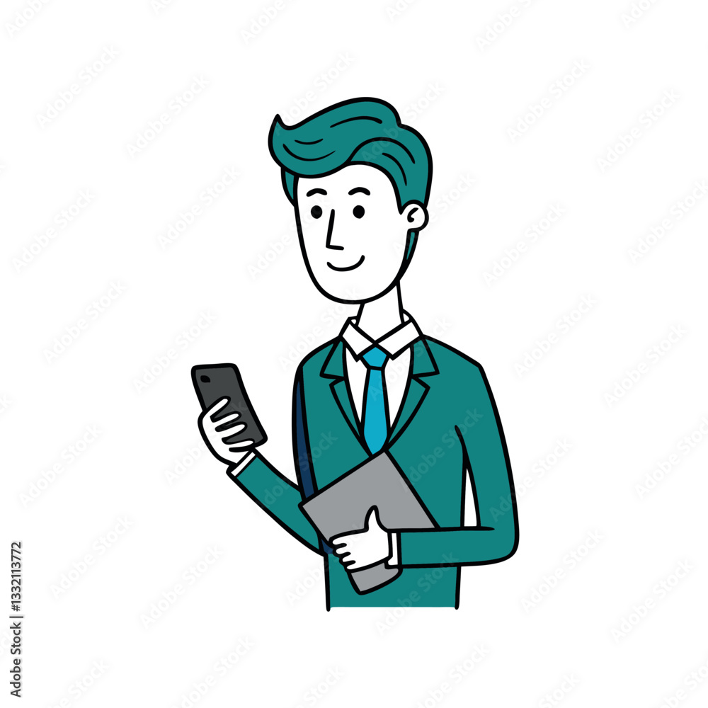 Businessman with Smartphone, Ready to Present Businessman with Smartphone, Ready to Present