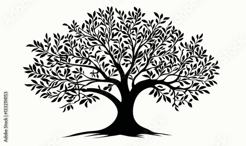Minimalist Olive Tree Silhouette Vector Icon for Design and Nature Themes