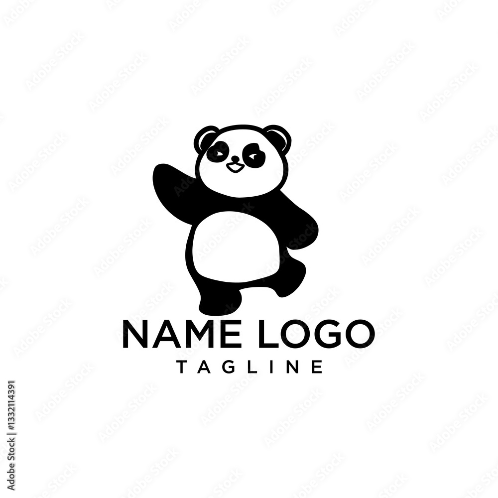 This logo features a panda with a waving hand pose, giving the impression of being friendly, warm, and welcoming. Suitable for brands that focus on family, children, or community. This logo features a panda with a waving hand pose, giving the impression of being friendly, warm, and welcoming. Suitable for brands that focus on family, children, or community.