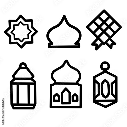 Set of icons for the holy month of Ramadan 