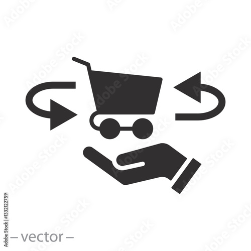 fast pick store, return supermarket order, shop delivery icon, online shopping, flat vector illustration