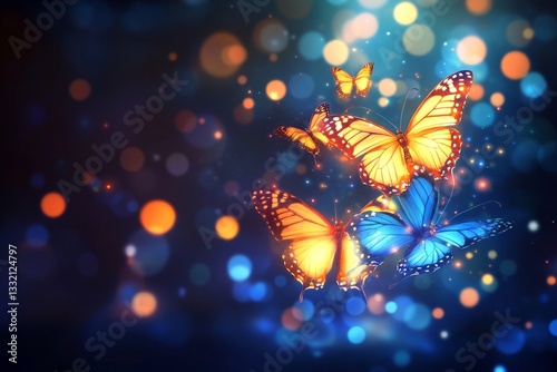Bioluminescent butterflies that glow in the dark exist in isolated fantasy
