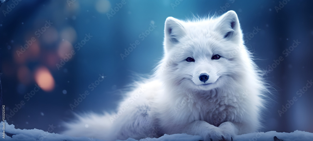 Obraz premium a freezing cute baby white fox, ai generative