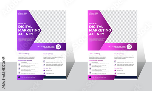 Corporate creative colorful business flyer template design set, abstract business flyer, vector template design or business poster template ,