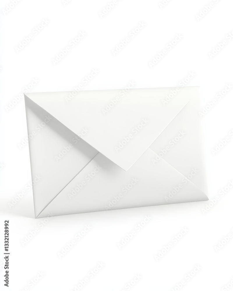 Close-up of a plain white envelope with a pointed flap on a white background. Close-up of a plain white envelope with a pointed flap on a white background.
