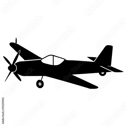 Vintage red biplane airplane isolated on white background, retro aviation illustration with propeller and wings, flying transport vector design