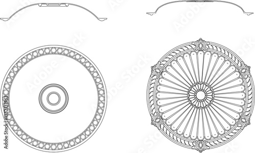 vector sketch illustration silhouette design decoration ornament neoclassical style decor mandala rosette  