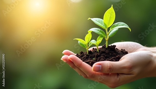 Hands Planting The Seedlings Into The Ground