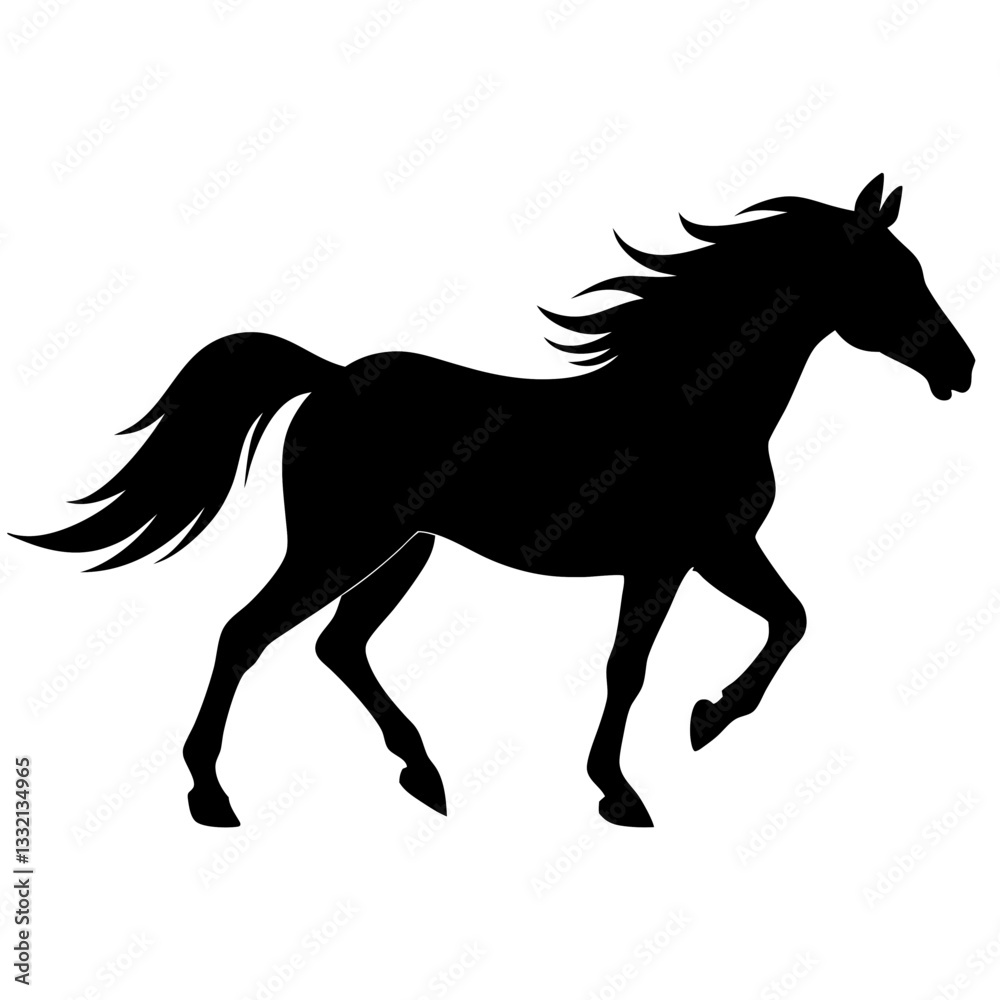 Obraz premium Black horse silhouette running vector illustration