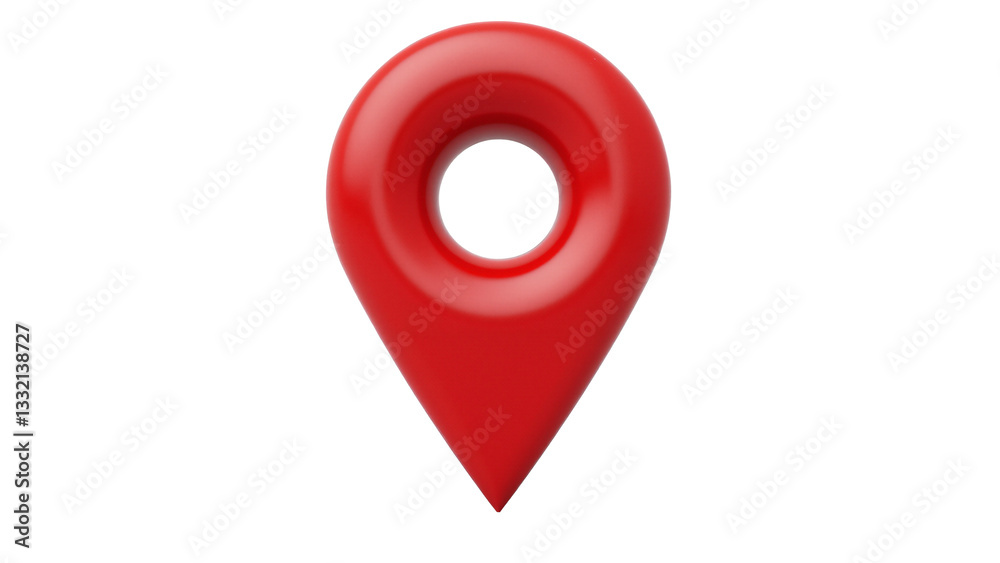 Three-Dimensional Red Location Pin Icon Isolated on Transparent Background for Navigation and Mapping Applications Three-Dimensional Red Location Pin Icon Isolated on Transparent Background for Navigation and Mapping Applications
