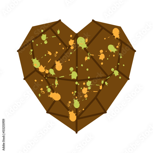 Heart shaped Dubai chocolate with creamy pistachio filling, luxurious gourmet dessert. Vector illustration.