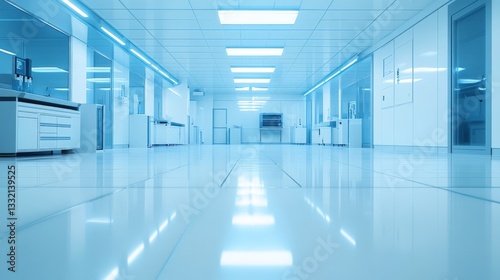 Modern Scientific Laboratory with Blue Liquids