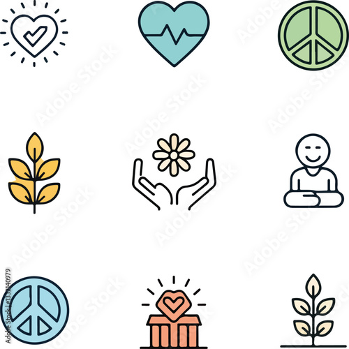  Personal Values Icons Set – Editable Stroke Vector Illustration