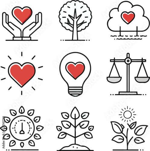  Personal Values Icons Set – Editable Stroke Vector Illustration