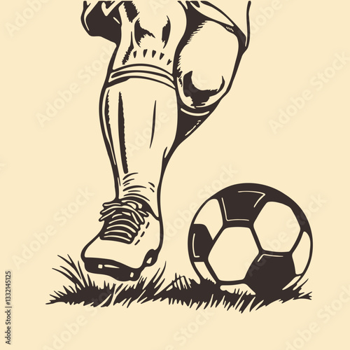 soccer player preparing to kick a ball, football sketch