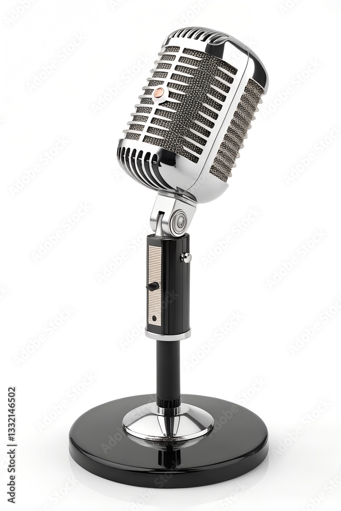 Fototapeta premium Vintage silver microphone on a white background