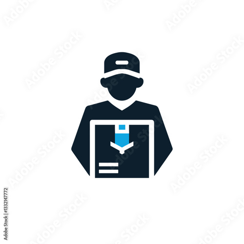 Delivery person holding a package in a simple style