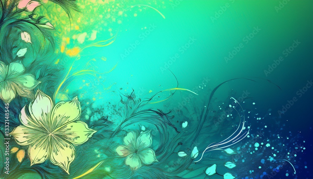Abstract border frame of flowers in the corner of the image with space for text, blur and fade Abstract border frame of flowers in the corner of the image with space for text, blur and fade