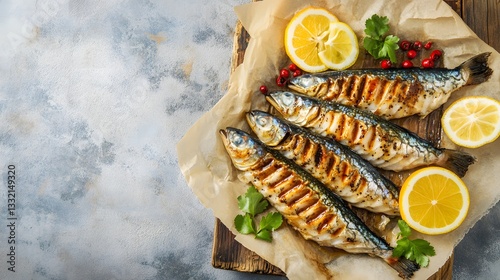 Grilled Fish with Lemon and Herbs Delicious Food Photography