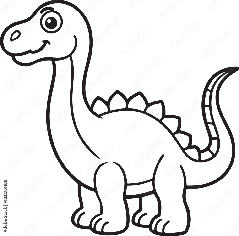 Naklejka premium A playful dinosaur depicted in a jungle setting, intended as a coloring page for children