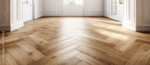 A room with a wooden floor and white walls stands empty, its unoccupied space characterized by a simple yet elegant design