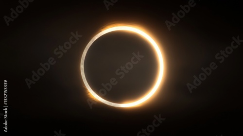 Golden ring of light against black background