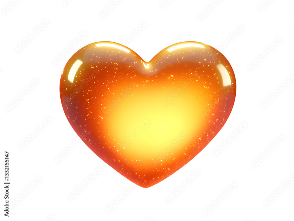 Glowing Heart with Orange Sparkles on Black Background for Valentines Day Glowing Heart with Orange Sparkles on Black Background for Valentines Day