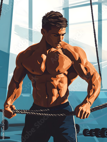 Athlete Training with Battle Ropes for Strength and Endurance