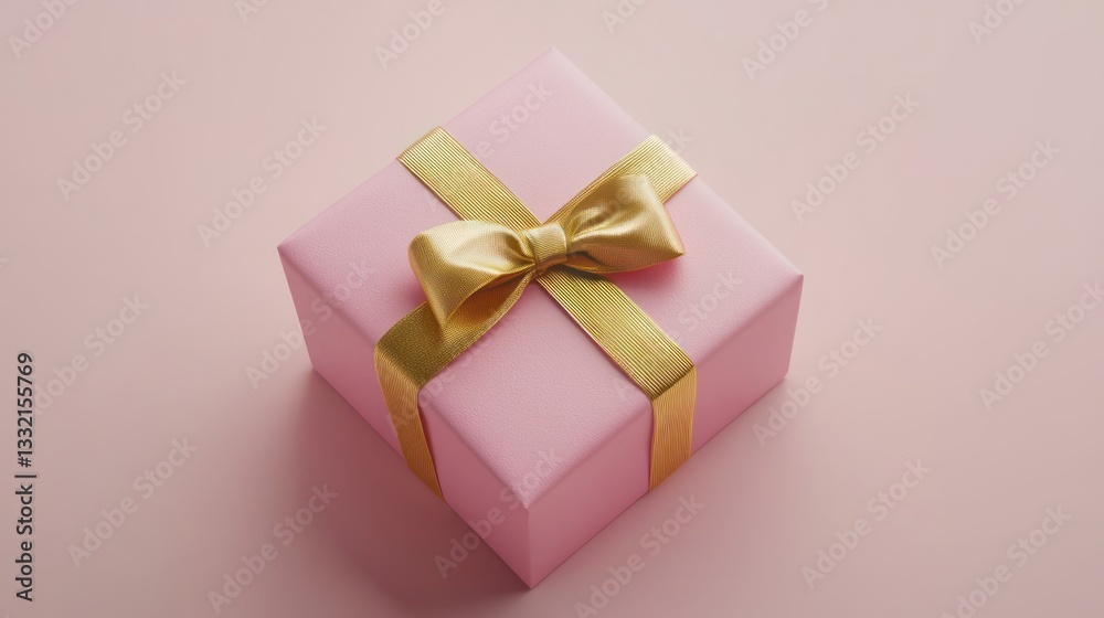Fototapeta premium Elegant Pink Gift Box with Gold Ribbon