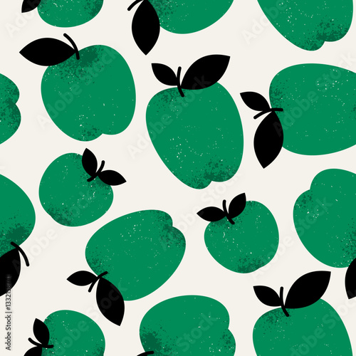 Seamless pattern with green apples. Fruit background for surface design.