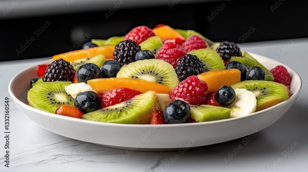 Vibrant Bowl of Freshly Picked Fruits Displaying Nature's Bounty and Color Vibrant Bowl of Freshly Picked Fruits Displaying Nature's Bounty and Color