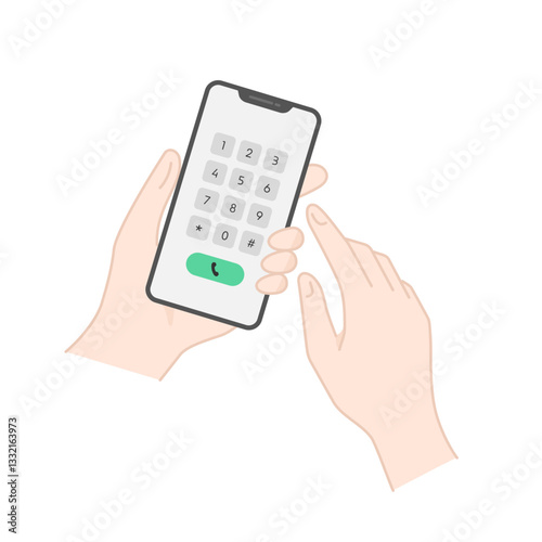スマホで電話をかけるベクターイラスト