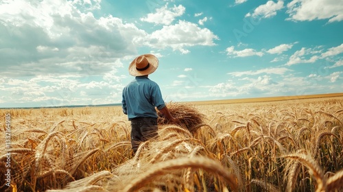 A farmer carrying out traditional harvesting methods in the field.