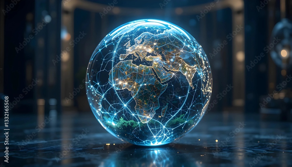 Fototapeta premium Global Connectivity: A Futuristic Representation of the Interconnected World