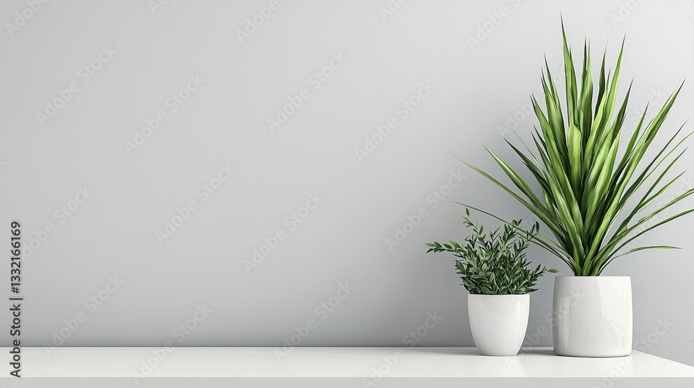 A minimalist workspace with a tidy desk and a potted plant. A minimalist workspace with a tidy desk and a potted plant.