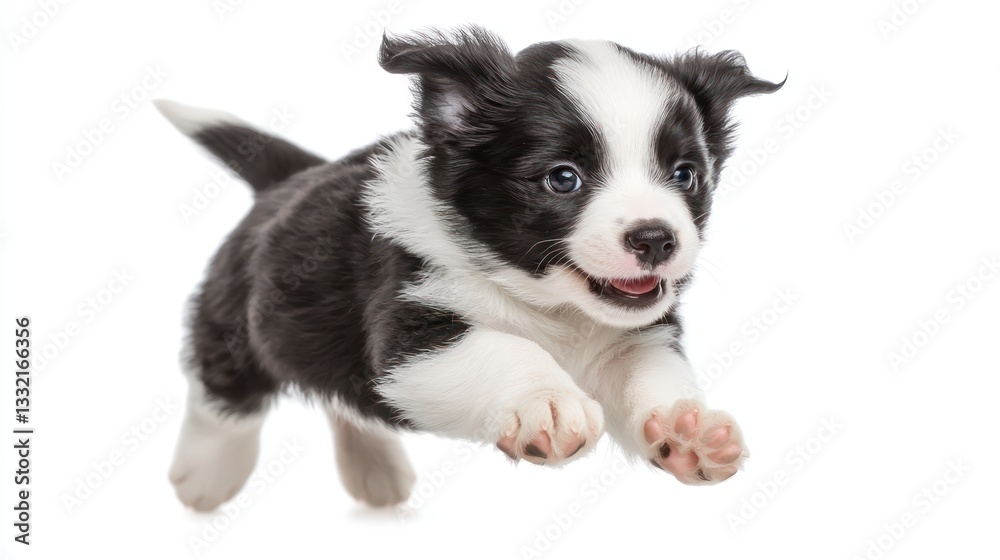 Fototapeta premium Playful Border Collie Puppy Running