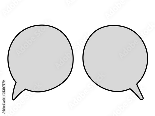 Two empty speech bubbles isolated on white background. Vector illustration for communication, dialogue, conversation or messaging concepts. Simple design element.