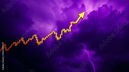 Golden Arrow Soars Through Purple Stormy Sky