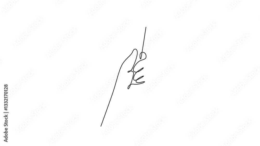 Animated self drawing of continuous line draw hand of mechanic male holding stainless steel wrench key in workshop. Handyman or mechanic tools for repair or service. Full length single line animation