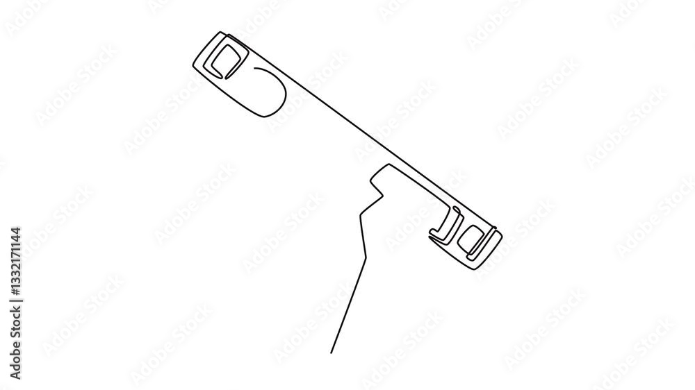 Animated self drawing continuous line draw hand of professional male carpenter holding water level meter or spirit level tool in wood workshop. Handyman on job activity. Full length one line animation