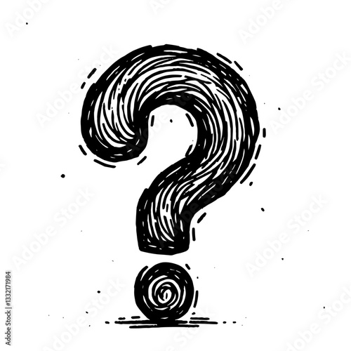 question mark black vector sketch
