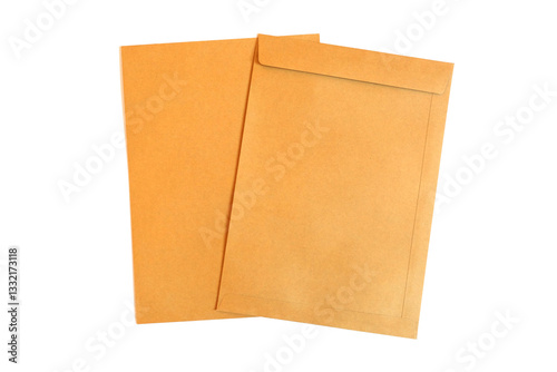 Brown envelopes isolated on white background.