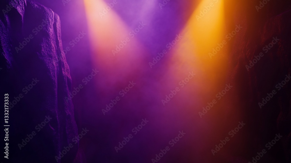 Obraz premium Mystic Cave: Purple and Orange Light Beams