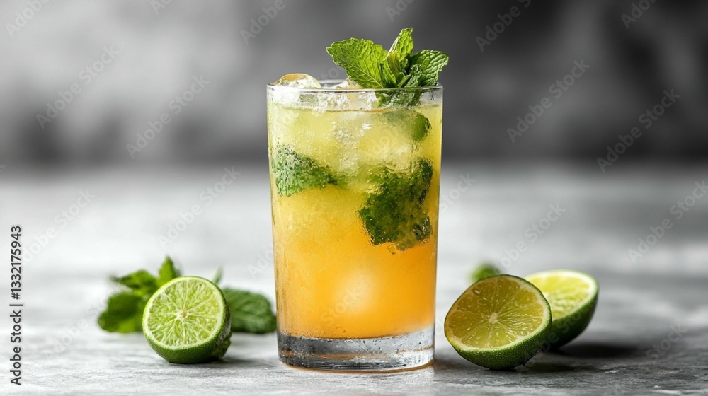 Fototapeta premium Mojito with Lime in a Glass 